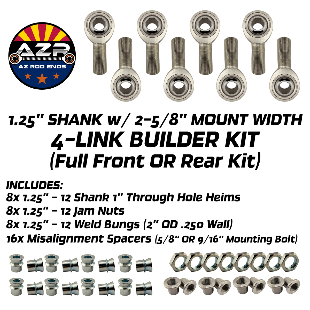 Front OR Rear Builder Kit - 1.25" Shank w/ 1" pass through