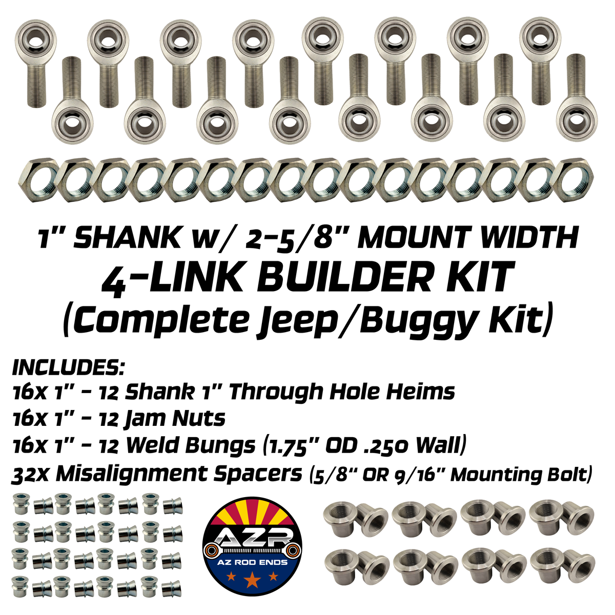 Front AND Rear Builder Kit - 1" Shank w/ 1" pass through